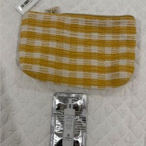 Yellow and White Sisley paris Checkered Pouch